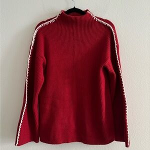 Chunky Stitching Oversized Red Sweater